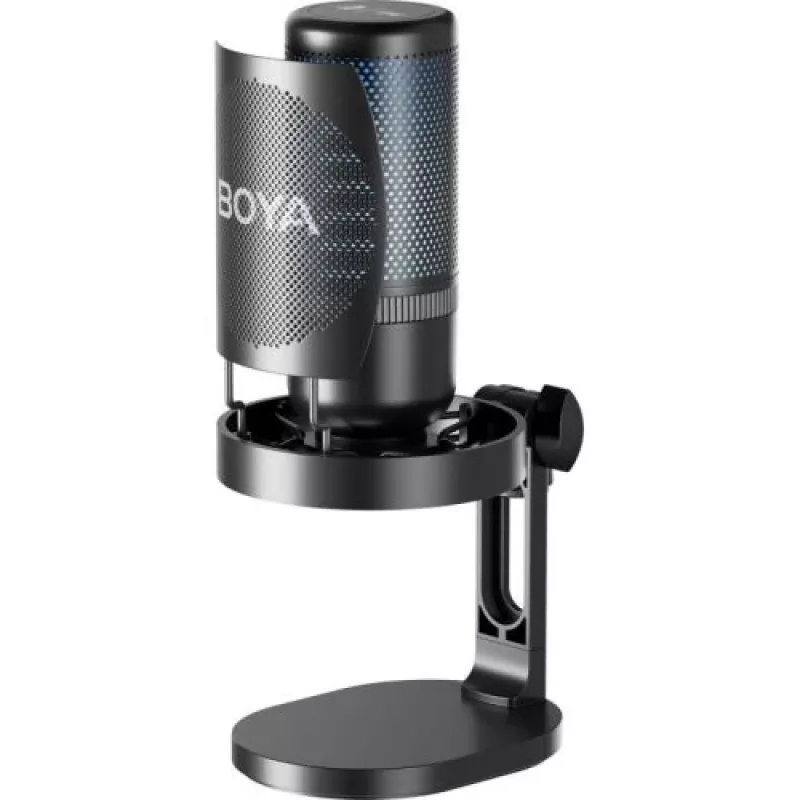 BOYA K3 Vadu kondensatora mikrofons, omnidirekcionāls, trokšņu slāpēšana, reāllaika monitorings, USB Type-C, melns