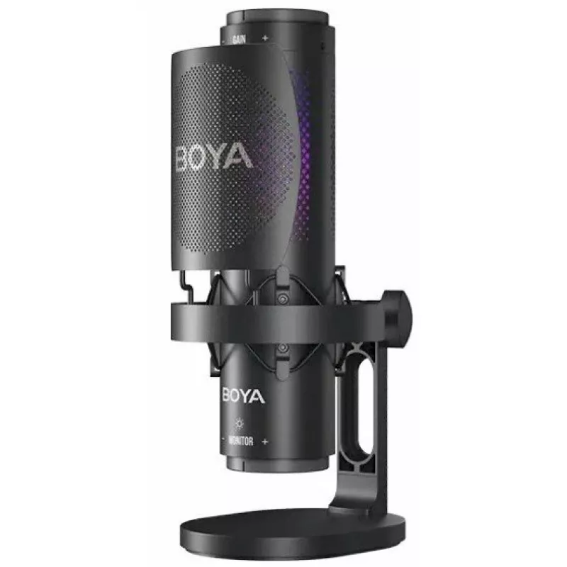 BOYA K9 Vada kondensatora mikrofons, omnidirekcionāls, trokšņu slāpēšana, reāllaika monitorings, USB-A/USB-C, melns