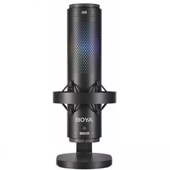 BOYA K9 Vada kondensatora mikrofons, omnidirekcionāls, trokšņu slāpēšana, reāllaika monitorings, USB-A/USB-C, melns