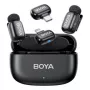 BOYA Mini 2-01 Bezvadu mikrofona sistēma 2.4GHz ar 2 raidītājiem un 2 uztvērējiem (USB-C un Lightning) Melna