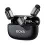 BOYA Mini 2-03 bezvadu mikrofonu sistēma 2.4GHz, AI trokšņu slāpēšana, 2 raidītāji + 1 Lightning uztvērējs, melna