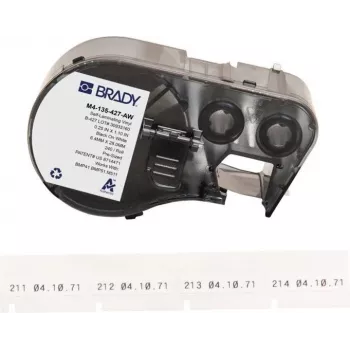 Brady B-427 Pašlaminējošas vinila vadu marķēšanas etiķetes, baltas/caurspīdīgas, 38,1 mm x 38,1 mm, 240 etiķetes/rulī, priekš BMP41/BMP51/BMP53/M511