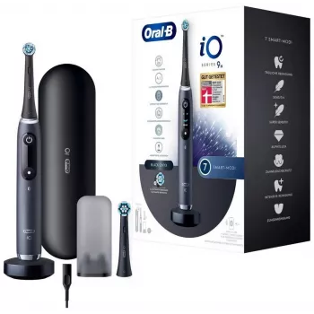 Braun Oral-B iO 9N elektriskā zobu birste ar 2 birstes galviņām un ceļojumu maciņu, Black Onyx 4210201408680