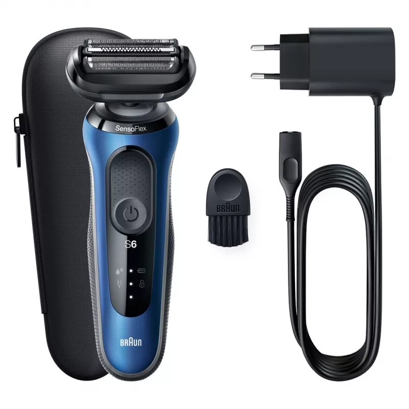 Braun Series 61 - B1000s elektriskais skuveklis slapjai un sausai skūšanai, zils
