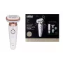 Braun Silk-épil 9 3D SES9-481 Slapjai un sausai lietošanai bezvadu epilators ar 40 pincetēm, SensoSmart, Smartlight, trimmeri, balts/rožu zelts