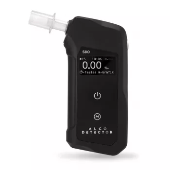 Breathalyzer Alcodetector S80 - Elektroķīmiskais degvielas elements, krāsains TFT displejs, uzlādējams caur USB