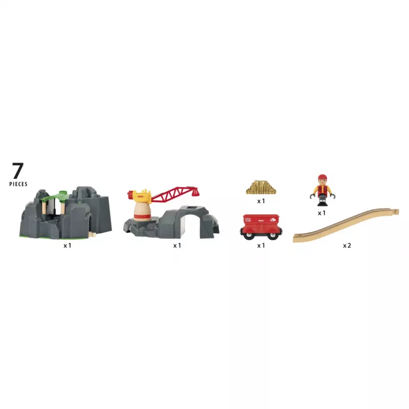 BRIO World krāns un kalnu tunelis koka dzelzceļa komplekts