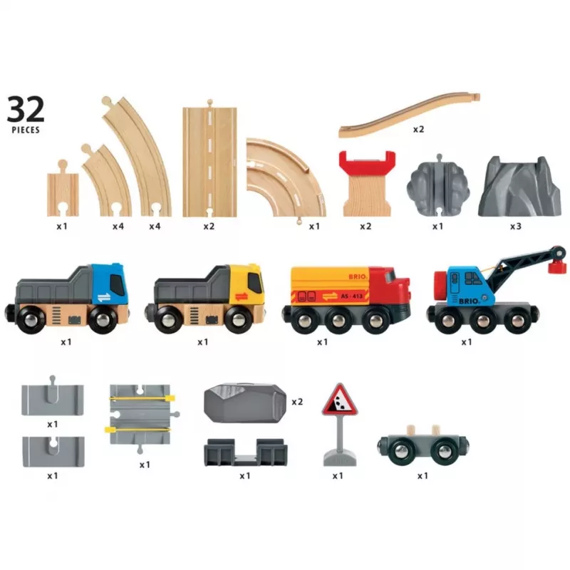 BRIO World ceļu un sliežu akmens iekraušanas komplekts