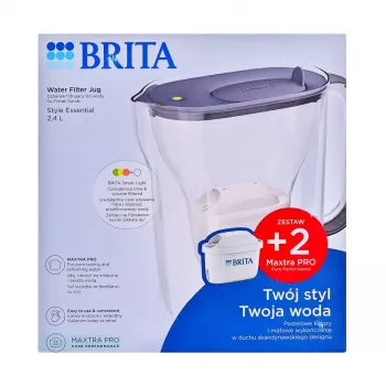 Brita Style Essential+ ūdens filtra krūze ar 2 MaxtraPro PP kasetnēm (2,4 L, tumši zila)