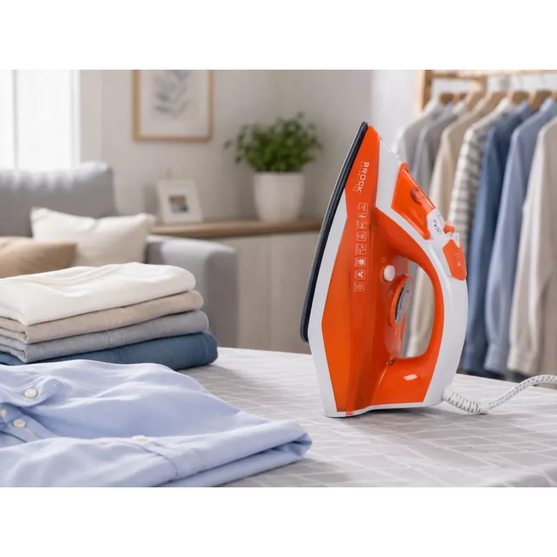 Brock BSI 5503 OR tvaika gludeklis 2600W keramikas zoles plāksne oranžs