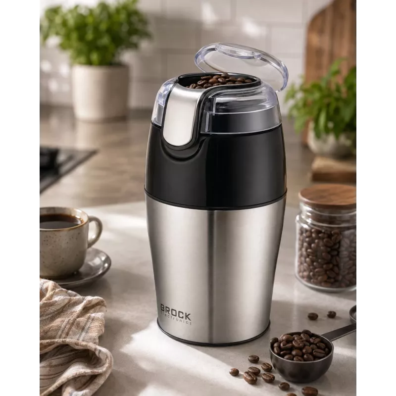 Brock CG 4050 SS Nerūsējošā tērauda asmeņu kafijas dzirnaviņas 150W, 70g ietilpība, impulsa funkcija