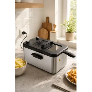 Brock DF 3001 SS fritieris 3,2L 2200W melns/tērauds