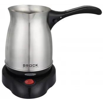Brock ECP 105 elektriskā turku kafas vārītāja, 300 ml, 800 W, melna un nerūsējošais tērauds, 4 krūzes, bezvadu ar 360° pamatni