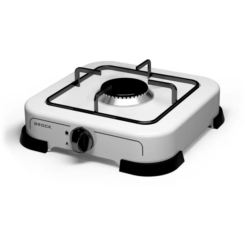 Brock GS 001 W vienas degļa gāzes plīts, 1,5 kW, manuāla aizdedze, emaljēts tērauds, balta