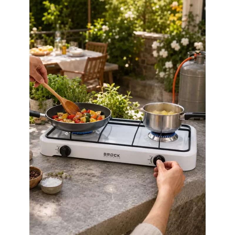 Brock GS 002 W sviestmaižu presētājs, 750 W, nelīpošas trīsstūrveida plāksnes, balts