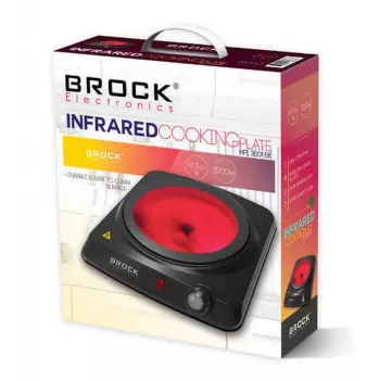 Brock HPI 3001 BK 1500W viena elektriskā plīts virsma ar čuguna plāksni un regulējamu termostatu, melna