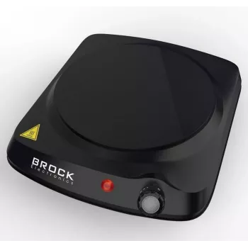 Brock HPI 3001 BK 1500W viena elektriskā plīts virsma ar čuguna plāksni un regulējamu termostatu, melna