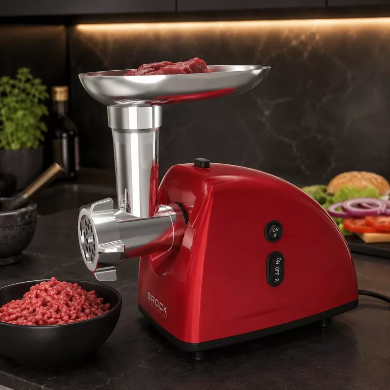 Brock MG 1502 RD Gaļas maļamā mašīna 1500W, Sarkana/Tērauda