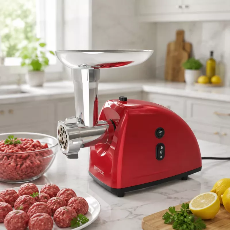 Brock MG 1502 RD Gaļas maļamā mašīna 1500W, Sarkana/Tērauda