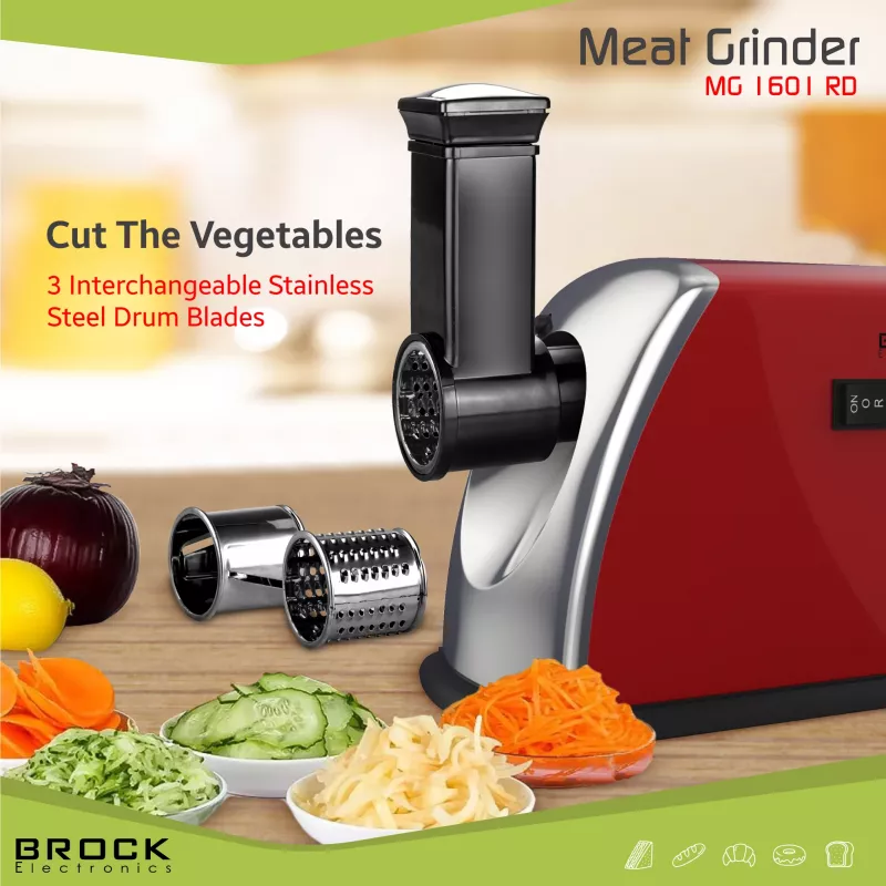 Brock MG 1601 RD Gaļas maļamā mašīna 1400W, Sarkana/Tērauda