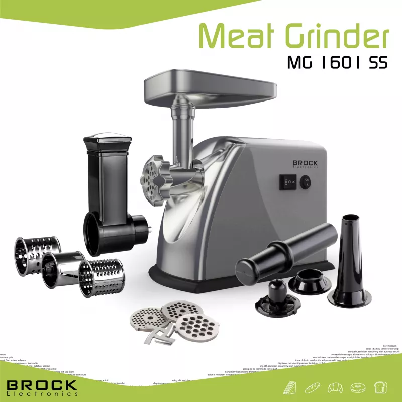 Brock MG 1601 SS Gaļas maļamā mašīna 1400W, sarkana/tērauda
