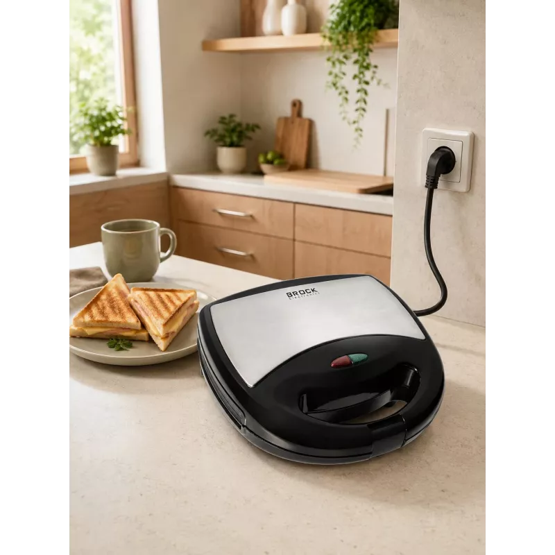 Brock SSM 2004 SS 3-in-1 sviestmaižu, vafeļu un riekstiņu gatavotājs, 750W, melns/nerūsējošais tērauds