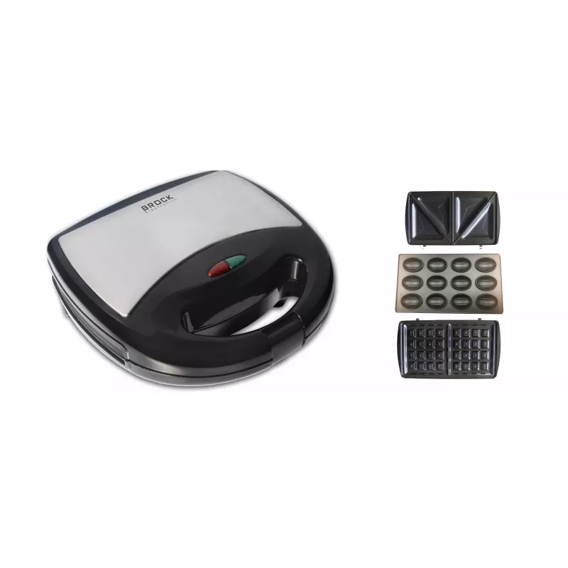 Brock SSM 2004 SS 3-in-1 sviestmaižu, vafeļu un riekstiņu gatavotājs, 750W, melns/nerūsējošais tērauds