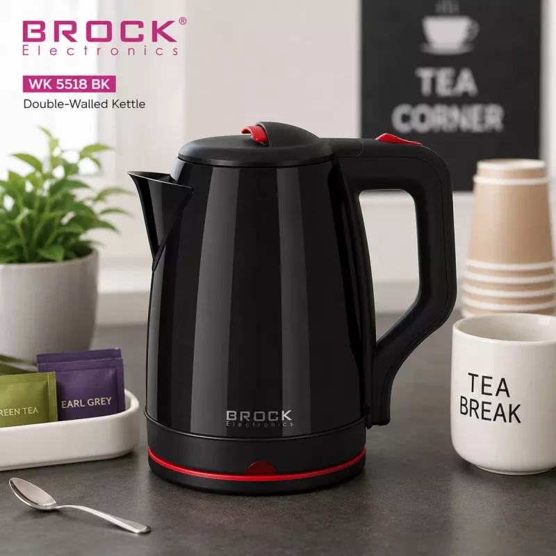 Brock WK 5518 BK elektriskā tējkanna 2.0L 1500W melna ar 360° bezvada pamatni