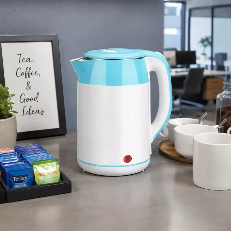 Brock WK 5521 WH elektriskā tējkanna 1,8L 1500W balta/zila ar 360° pamatni