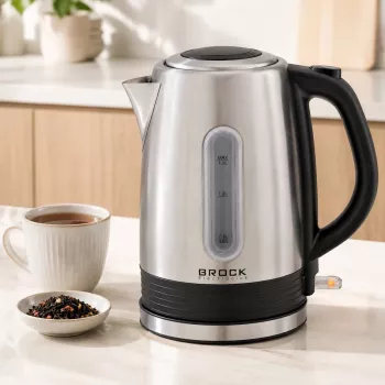 Brock WK 9903 SS elektriskā tējkanna 1,7L 2200W melna/nerūsējošais tērauds ar 360° pamatni