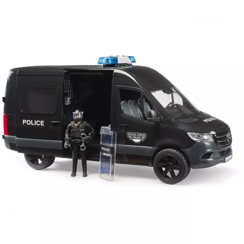 BRUDER bworld MB Sprinter Policijas Speciālo Spēku Furgons 1:16 ar Gaismu un Skaņu