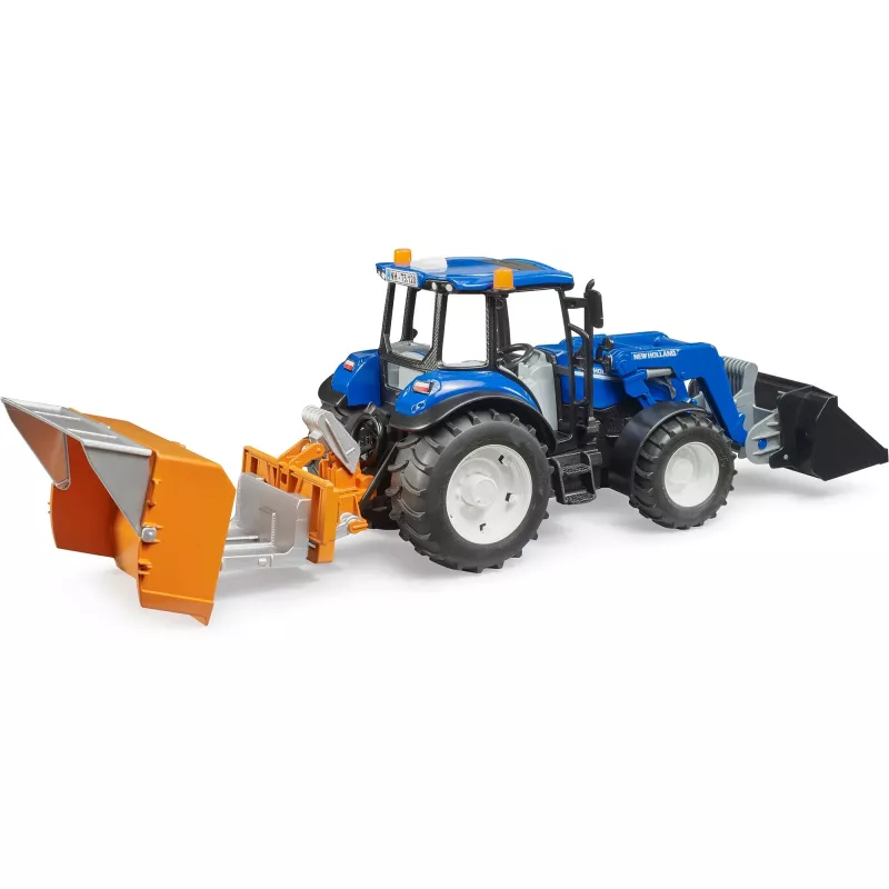BRUDER New Holland T5.120 traktors ar priekšējo iekrāvēju, iekraušanas kasti un dakšām 1:16