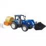 BRUDER New Holland T5.120 traktors ar priekšējo iekrāvēju, iekraušanas kasti un dakšām 1:16