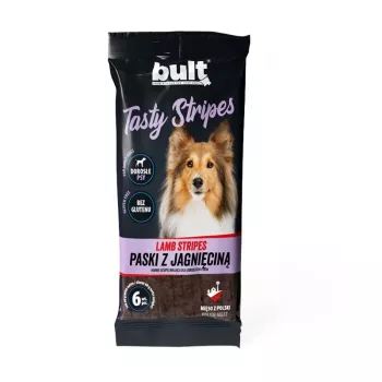BULT Tasty Stripes Lamb kārumi suņiem – mīkstas un košļājamas jēra gaļas strēmelītes, 6 gabali (80 g)