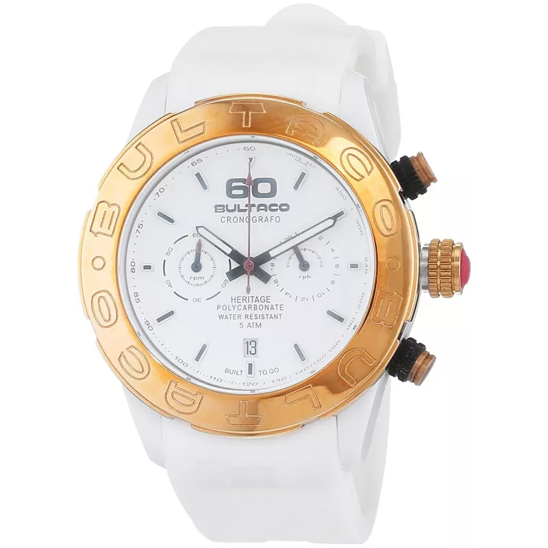BULTACO H1PW43C-CW1 Sieviešu analogais kvarca pulkstenis 43mm balta ādas siksniņa