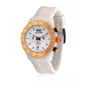 BULTACO H1PW43C-CW1 Sieviešu analogais kvarca pulkstenis 43mm balta ādas siksniņa