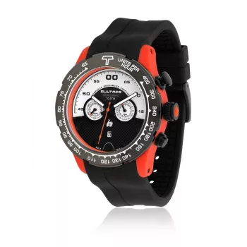 BULTACO MAN H1PO48C-SW1 48mm Kvarca Analogais Pulkstenis Melns Silikons