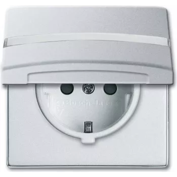 Busch-Jaeger 2064-0-0300 Schuko kontaktligzdas ieliktnis, 2P+E, 16A, 250V, IP44, sudraba