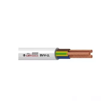 BVV-LL 3 dzīslu 1.5mm² balts PVC fiksētās elektroinstalācijas kabelis 25m rullis