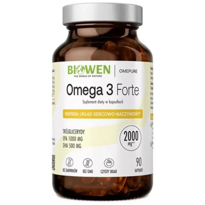 BWN BIOWEN Omega 3 Forte 1000 mg EPA, 500 mg DHA – uztura bagātinātājs cilvēkiem – 90 kapsulas