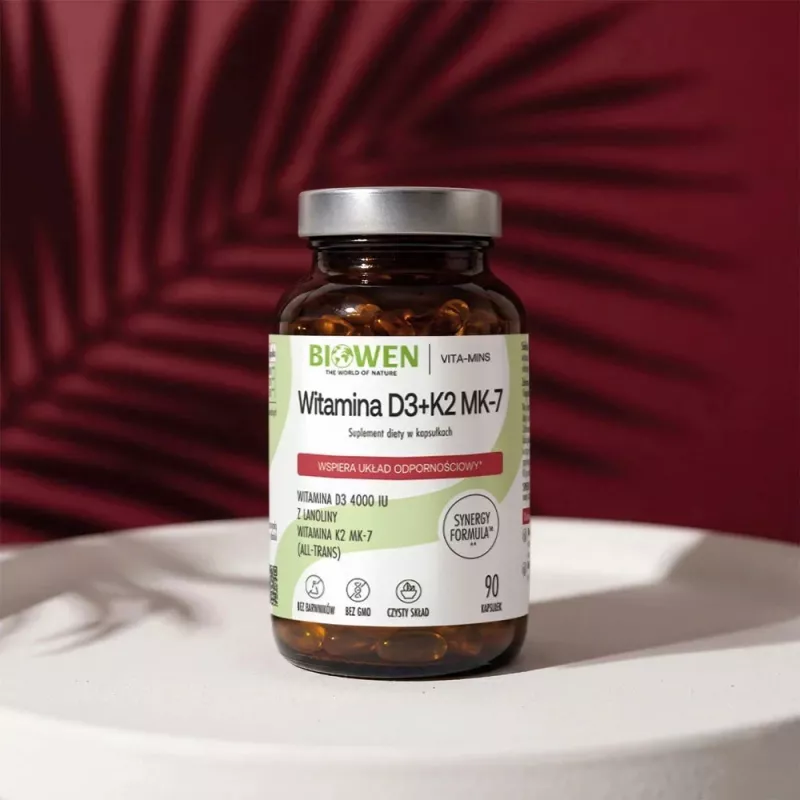 BWN BIOWEN vitamīni D3 + K2 MK-7 uztura bagātinātājs – 90 kapsulas