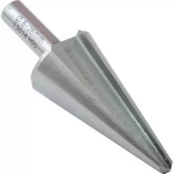 C.K Tools T3014 HSS pakāpju urbis 6-26 mm, 10 pakāpieni, 3 plakanu malu stiprinājums, 80 mm garums