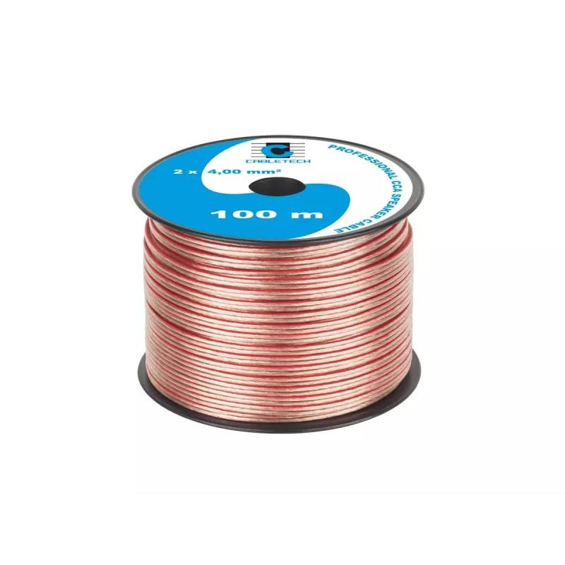 CABLETECH CCA 4.0mm Skaļruņu kabelis 50m Caurspīdīgs Sarkans/Melns