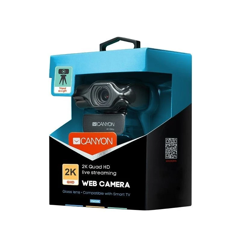 Canyon C6 2K Ultra Full HD 3.2MP tīmekļa kamera ar USB 2.0, melna