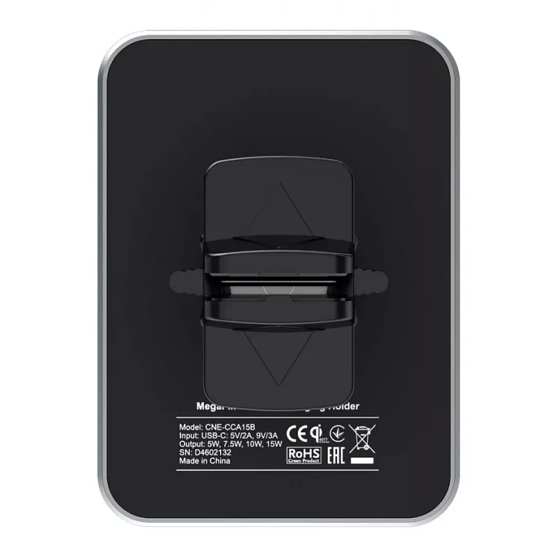 CANYON CH-15 Auto turētājs un bezvadu lādētājs MegaFix, 15W, USB-C, Melns