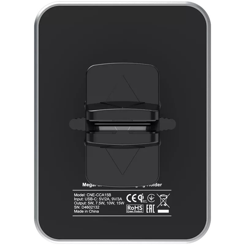 CANYON CH-15 Auto turētājs un bezvadu lādētājs MegaFix, 15W, USB-C, Melns