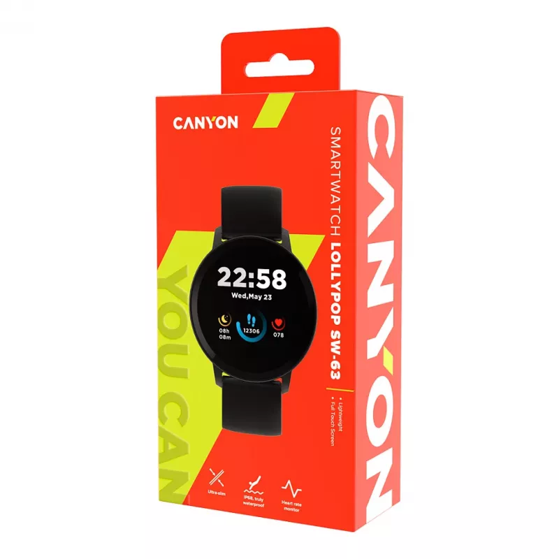 CANYON Lollypop SW-63 viedpulkstenis, 1,3 inch IPS pilna skārienjūtīga ekrāna, apaļš, IP68, vairāku sporta veidu, BT 5.0