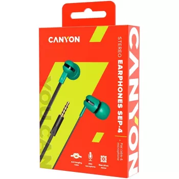 Canyon SEP-4 Stereo Earphone with Microphone 1.2m Flat Cable