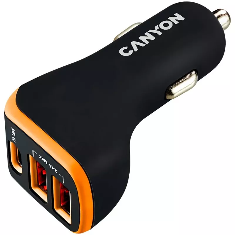 Canyon Universal 3xUSB Auto Adapter Ieeja 12V-24V Izeja DC Melns
