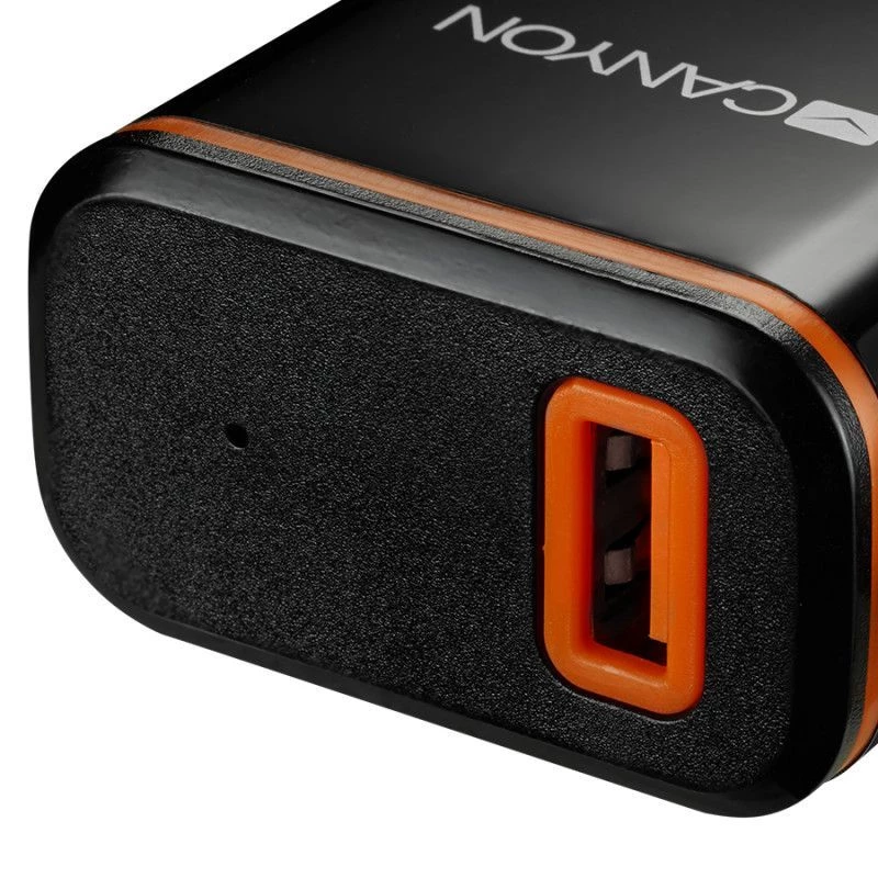 Canyon sienas lādētājs ar USB Type-C kabeli, 2.1A, melns